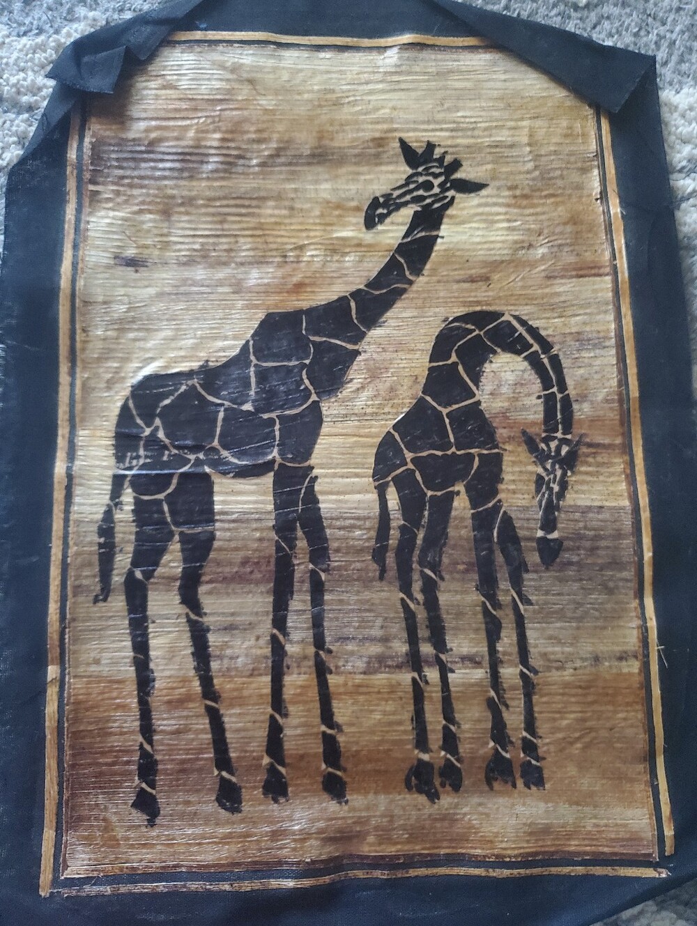 Vintage African Banana Leaf Natural Fiber Art 9 Pc Safari Art circa 1960